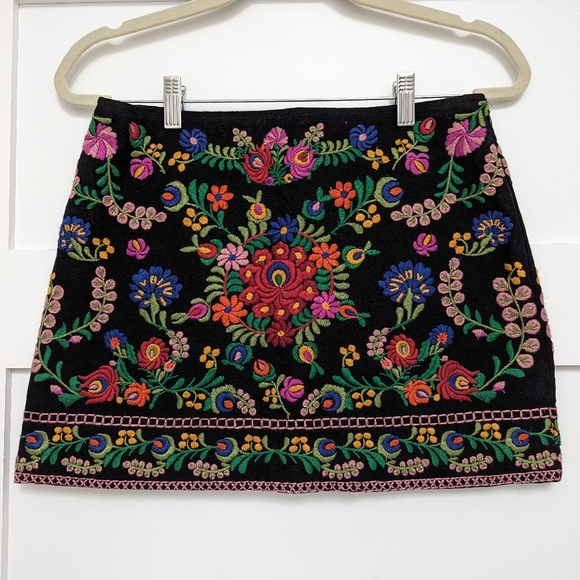 Zara Woman Embroidered Suzani Mini Skirt A-Line - Picture 16 of 16
